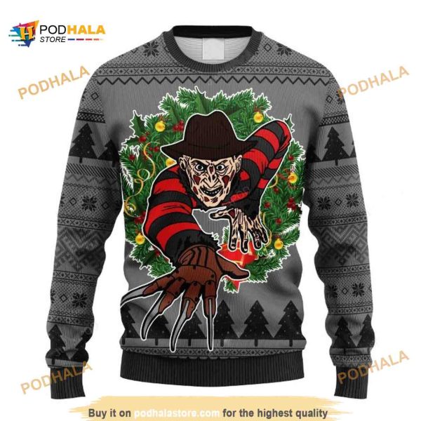 Horror Freddy Krueger Christmas Gift Ugly Xmas Wool Sweater