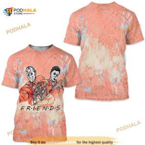 Horror Friends Movie 90s Unisex Sneaker 3D Shirt, Jordan 5 DJ Khaled Crimson Bliss 3D Shirt