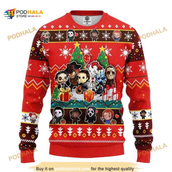 Horror Movie Characters Halloween Funny Ugly Christmas Sweater