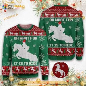 Horse Oh What Fun It Is To Ride Funny Ugly Xmas Wool Sweater