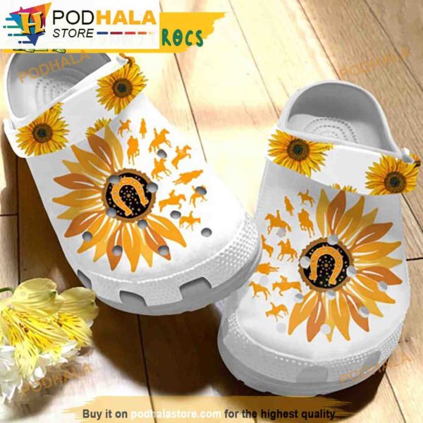 Horse Rider Sunflower Gifts 3D Funny Crocs Slippers