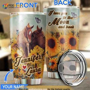 Horse Sunflower Personalized Gift Travel Coffee Tumbler