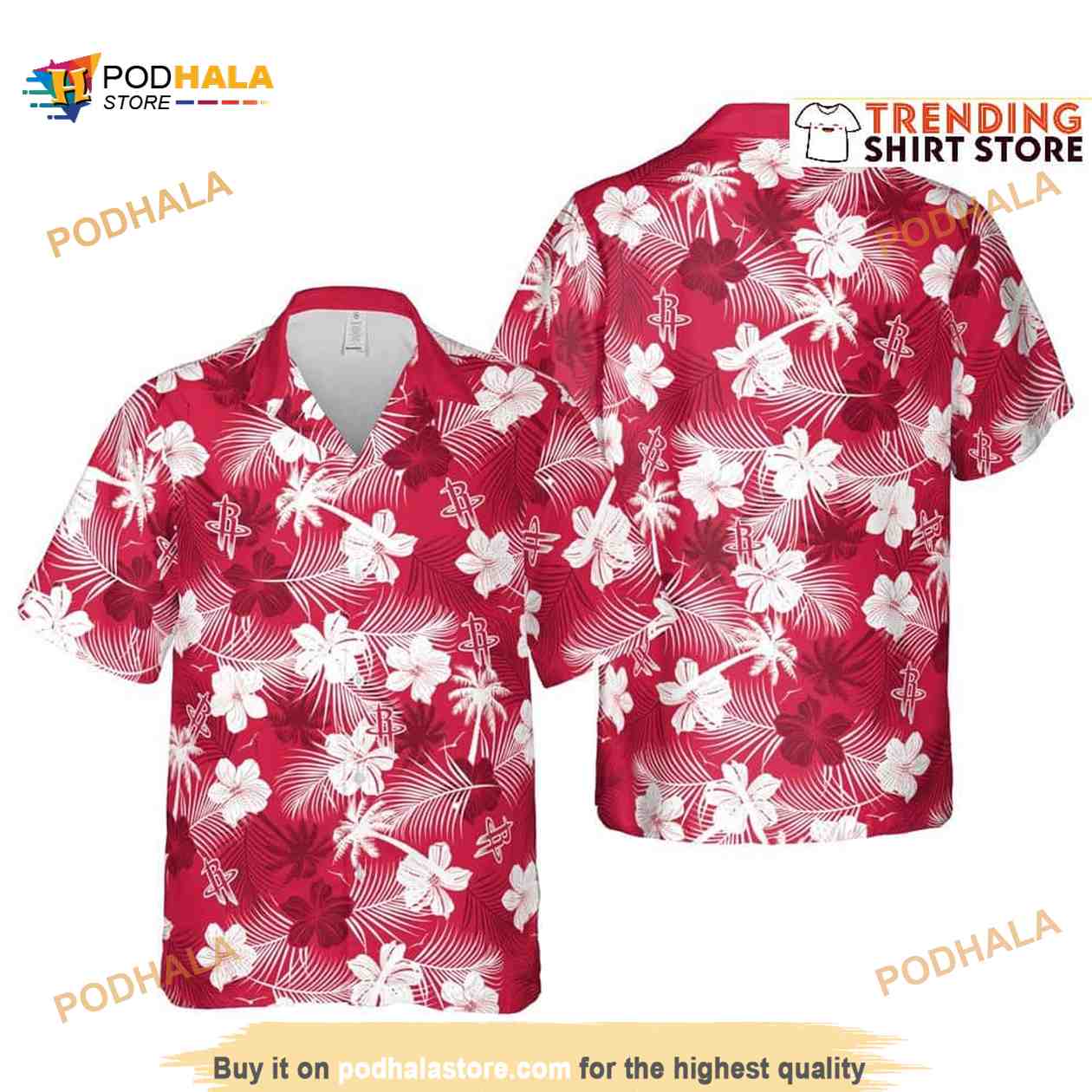 Houston Astros White Hibiscus Floral Tropical 3D Hawaiian Shirt