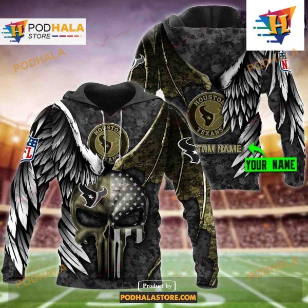 Houston Texans NFL Custom Name Luxury Eagle Skull Design Shirt NFL Hoodie 3D