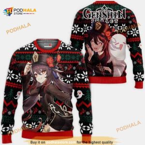 Hu Tao Anime Genshin Impact Xmas Funny Ugly Christmas Sweater