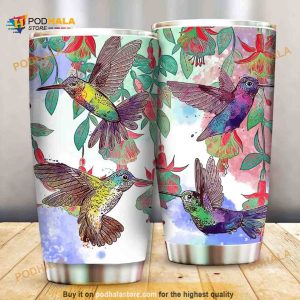 Hummingbirds Color Art Gift Travel Coffee Tumbler