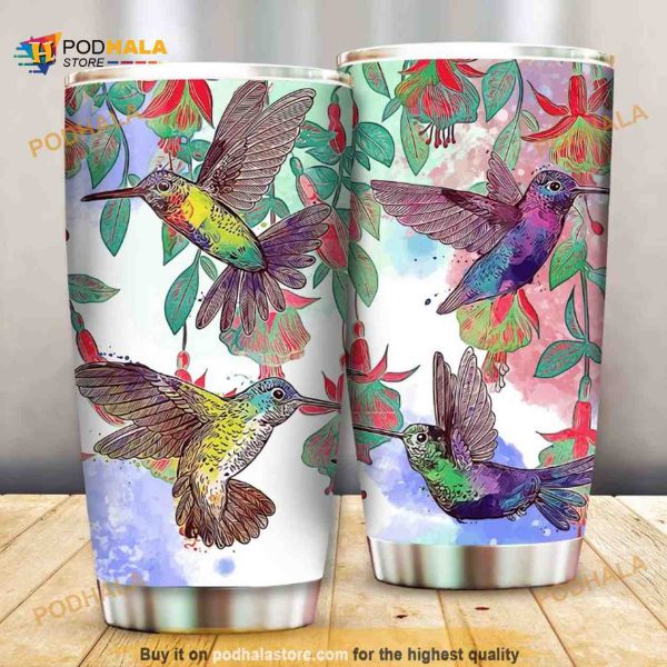 Hummingbirds Color Art Gift Travel Coffee Tumbler