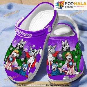 Huskyvengers Husky 3D Funny Crocs Purple
