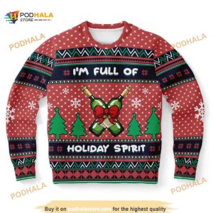 I’m Full Of Holiday Spirit Funny Ugly Christmas Wool Sweater