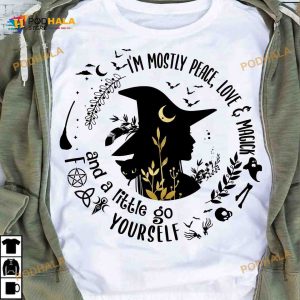I'm Mostly Peace Love And Magick Witch Groom Halloween Shirt