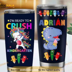 I’m Ready To Kindergarten Dinosaur Custom Name Kids Coffee Tumbler 20oz 30oz