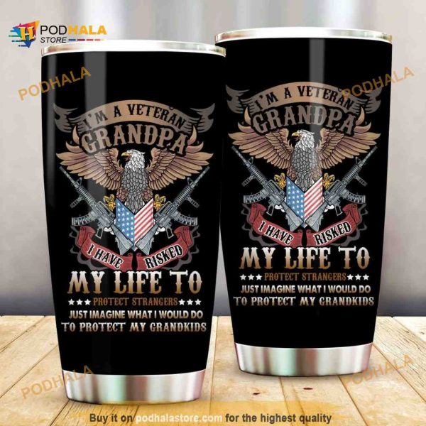 I Am A Veteran Grandpa Stainless Steel Cup Coffee Tumbler