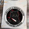 I Like Cats And Horror Movies And Maybe 3 People Halloween Shirt, Black Cat Killer Shirt