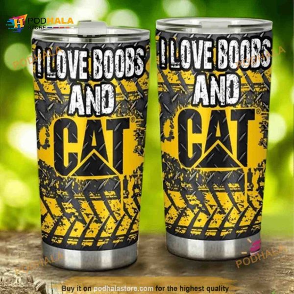 I Love Boobs And Caterpillar Stainless Steel Cup Coffee Tumbler