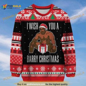 I Wish You A Barry Christmas Funny Ugly Xmas Funny Meme Barry Wood Funny Ugly Christmas Sweater