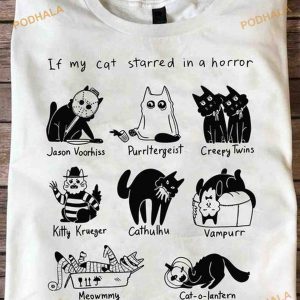 If My Cat Starred In A Horror Jason Voorhiss Purrltergeist Creepy Twins Black Cats Halloween Shirt