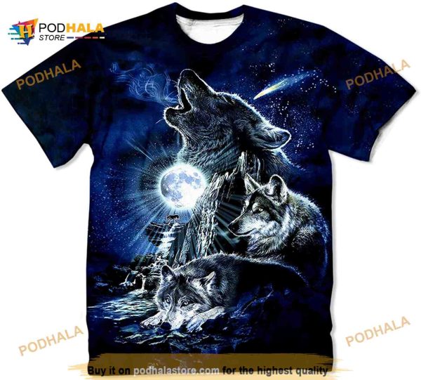 Ikenzy Unisex 3D Pattern Short Sleeve Shirt Round Neck Graphics Tees