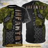 Infantry Camouflage Skull Distressed Metal Background Vintage 3D All Over Print Shirt