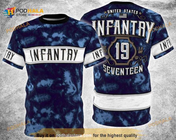 Infantry Retro Deep Navy Blue Vintage 3D All Over Print