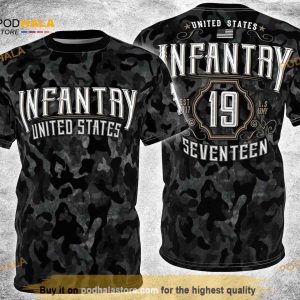 Infantry Retro Vintage Black Camouflage Background 3D All Over Print