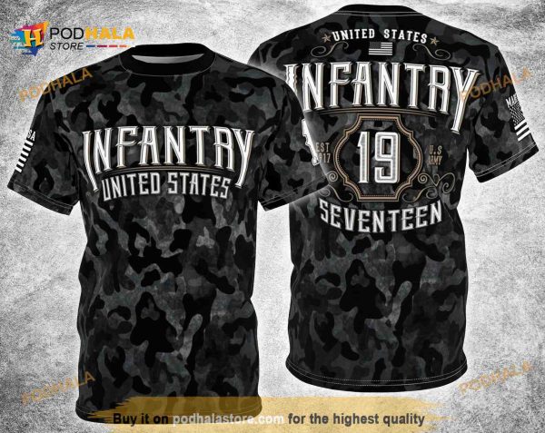 Infantry Retro Vintage Black Camouflage Background 3D All Over Print