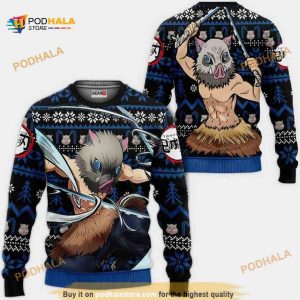 Inosuke Anime Kimetsu Xmas Ugly Christmas Knitted Sweater