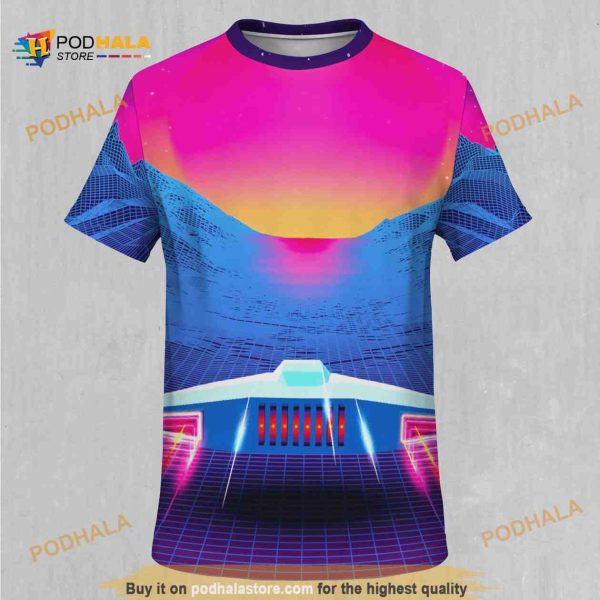 Into The Sunset Retro Vaporwave EDM Rave Festival All Over Print 3D T Shirt