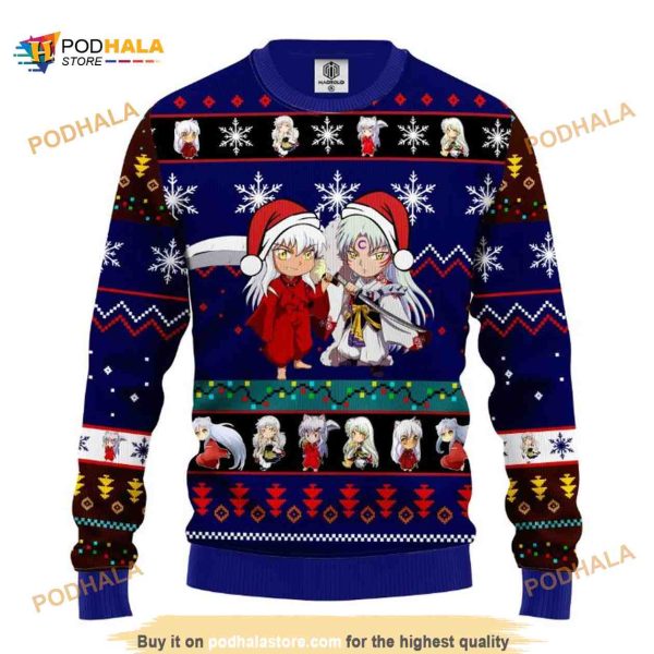 Inuyasha And His Brother Chibi Christmas Ugly Anime Christmas Sweater