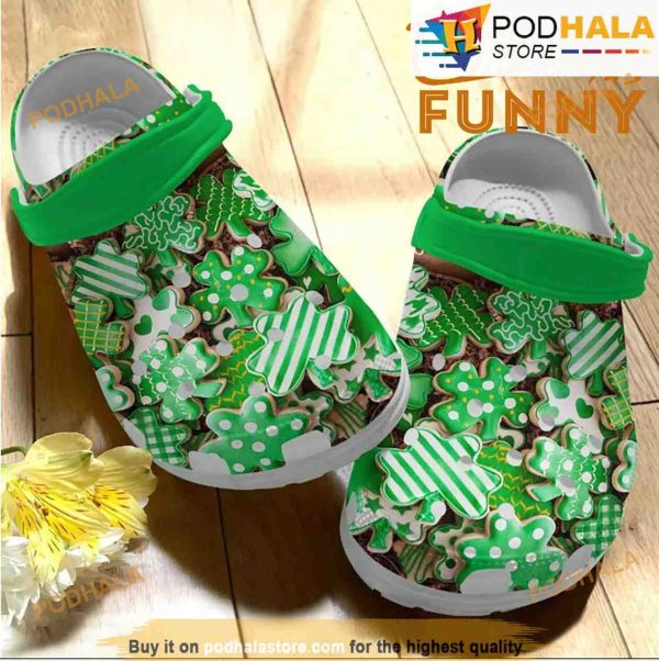 Irish Four Leaf Clover Green 3D Funny Crocs