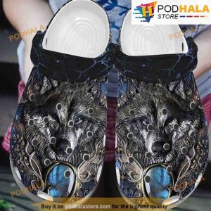 Iron Blue Stones Wolf 3D Funny Crocs