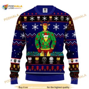 Iron Man Marvel Comics Deer Xmas Funny Ugly Christmas Sweater