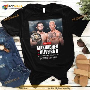 Islam Makhachev vs Charles Oliveira UFC 294 Lightweight Title Bout OCT 21 Abu Dhabi T Shirt