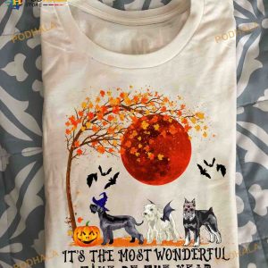 It's The Most Wonderful Time Of The Year Schnauzer Dog Devil Pumpkin Halloween Shirt