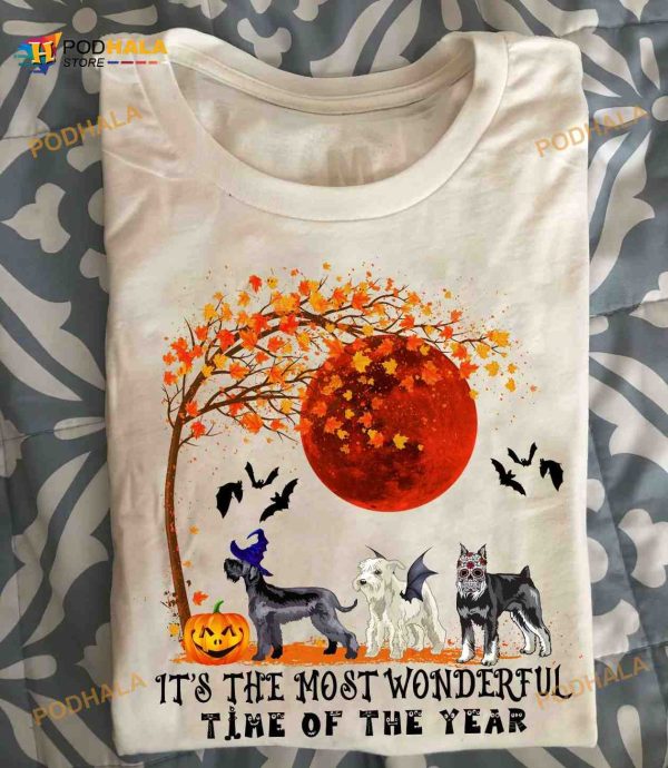 It’s The Most Wonderful Time Of The Year Schnauzer Dog Devil Pumpkin Halloween Shirt