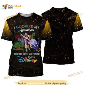 Jack And Sally Quotes Yellow Black Pattern Disney Cartoon Unisex 3D Shirt