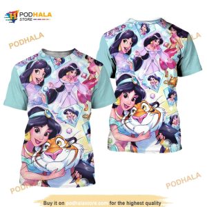 Jasmine & Rajah Clear Button Overalls Patterns Disney Unisex 3D Shirt