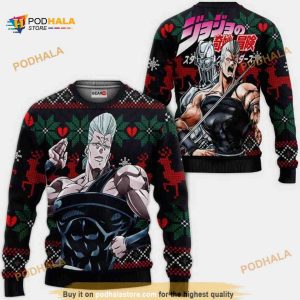 Jean Pierre Polnareff Jjba Anime Xmas Ugly Christmas Knitted Sweater