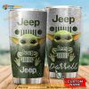 Jeep Baby Yoda Custom Name Gift Travel Coffee Tumbler