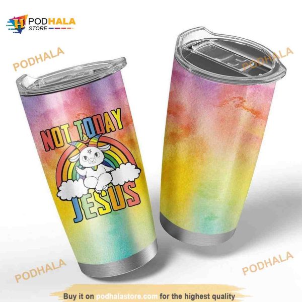 Jesul Not Today Rainbow Custom Name Gift Travel Coffee Tumbler
