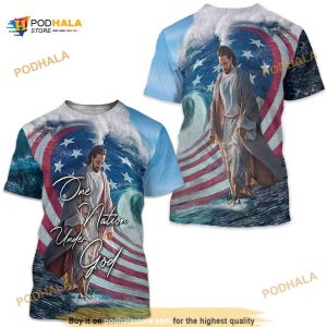 Jesus Eagle American Flag United States One Nation Under God 3D T Shirt