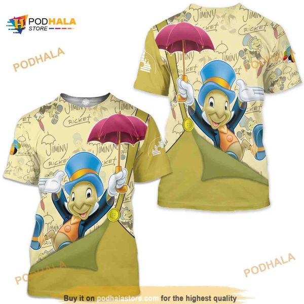 Jiminy Cricket Green Button Overalls Patterns Disney Outfits Unisex Casual Shirt