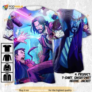 John Wick Art Glasses Broken, Movie 3D Shirt