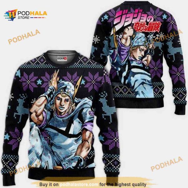 Johnny Joestar Jjba Xmas Ugly Anime Christmas Sweater