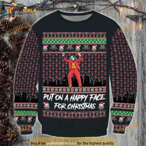 Joker Movie Put On A Happy Face For Chrismas Wool Sweater
