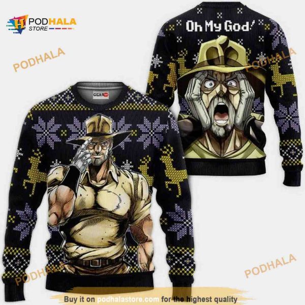 Joseph Joestar Anime Jjba Xmas Funny Ugly Christmas Sweater