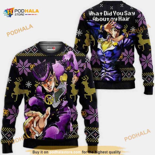 Josuke Higashikata Jjba Xmas Ugly Anime Christmas Sweater
