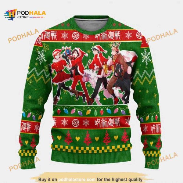Jujutsu Kaisen Anime Christmas Gift Funny Ugly Xmas Wool Sweater