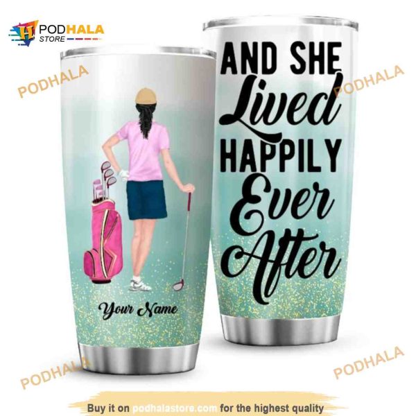 Just A Girl Who Loves Golf Personalized Blue Coffee Tumbler