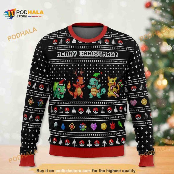 Kanto Starters Pokemon Ugly Anime Christmas Sweater