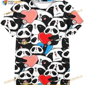 Kayolece Kid Colorful Shirt 3D Unisex Panda Graphic Printed All Over Print Tee